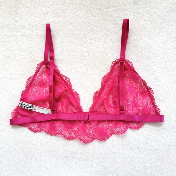 NWOT Free People Bright Eyes Romantic Coquette Sheer Lace Bralette in Hot Pink - Picture 7 of 7